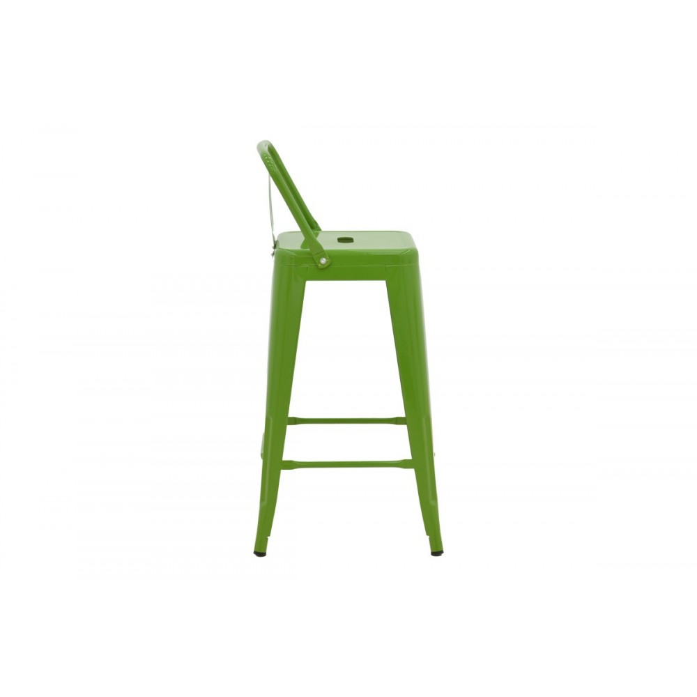 Σκαμπό μπαρ μεσαίου ύψους "UTOPIA" με πλάτη από μέταλλο σε χρώμα πράσινο 42x42x86