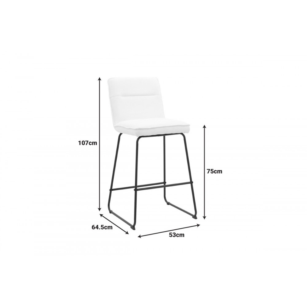 Σκαμπό μπαρ "ESSENTIAL" από ύφασμα/μέταλλο σε χρώμα μπεζ/μαύρο 53x64.5x107