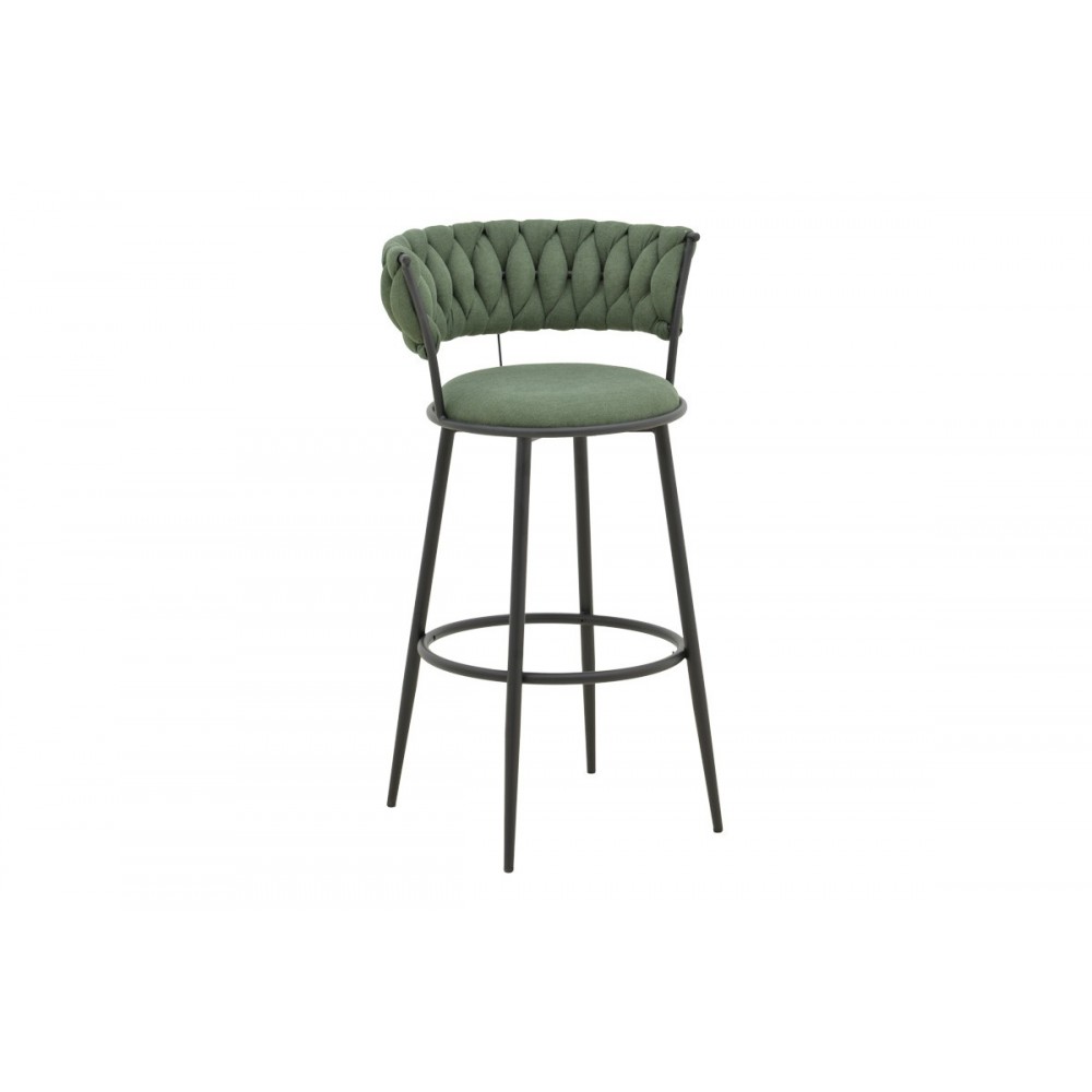 Σκαμπό μπαρ "ALKIA I" από ύφασμα/μέταλλο σε χρώμα χακί/μαύρο 50x56x95