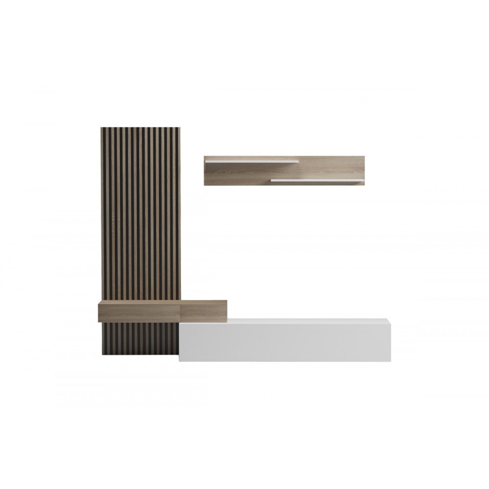 Σύνθετο σαλονιού "LITENDE" σε χρώμα λευκό/σονόμα 249.4x42.2x199.5