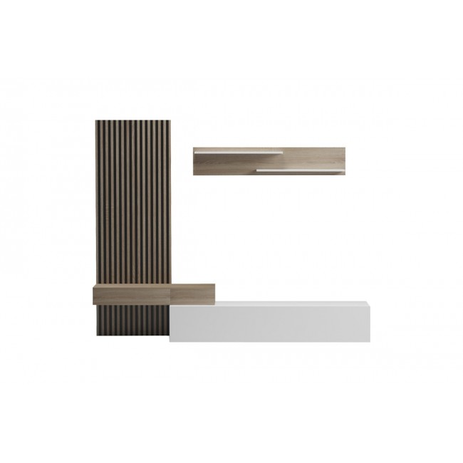 Σύνθετο σαλονιού "LITENDE" σε χρώμα λευκό/σονόμα 249.4x42.2x199.5