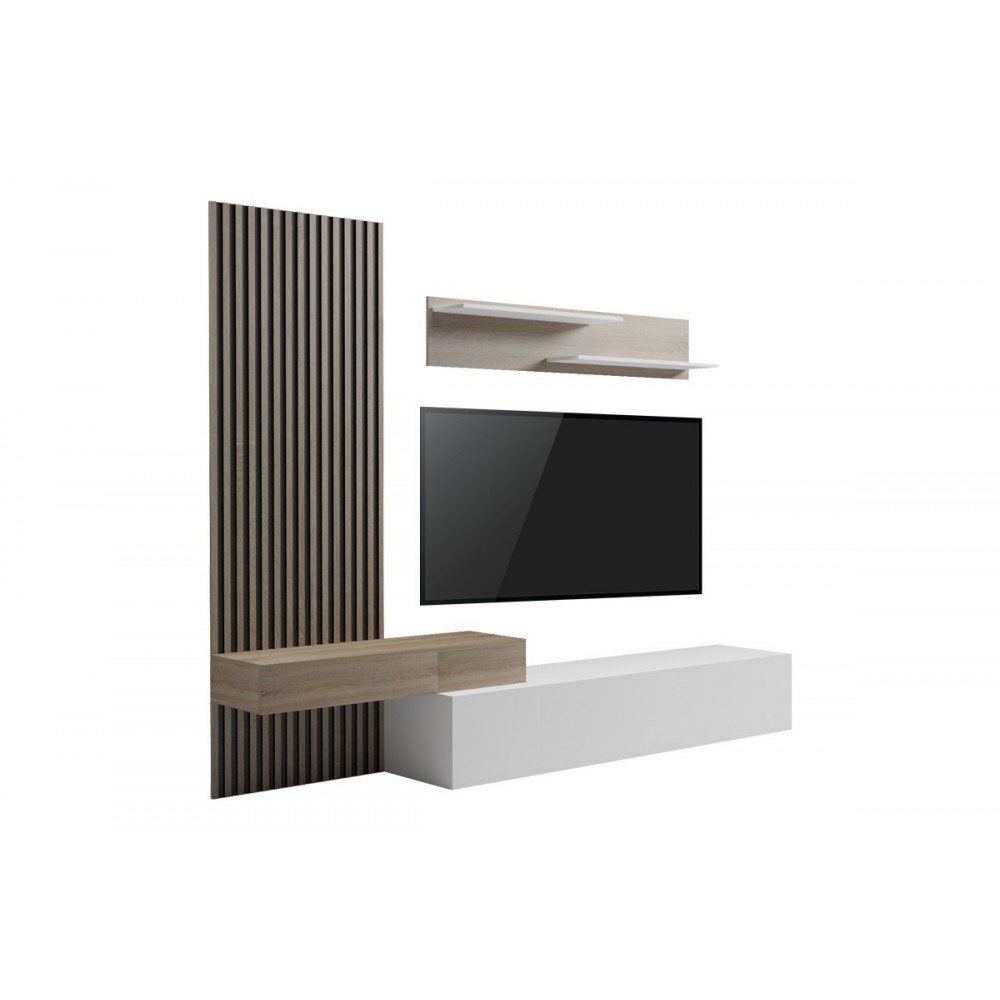 Σύνθετο σαλονιού "LITENDE" σε χρώμα λευκό/σονόμα 249.4x42.2x199.5