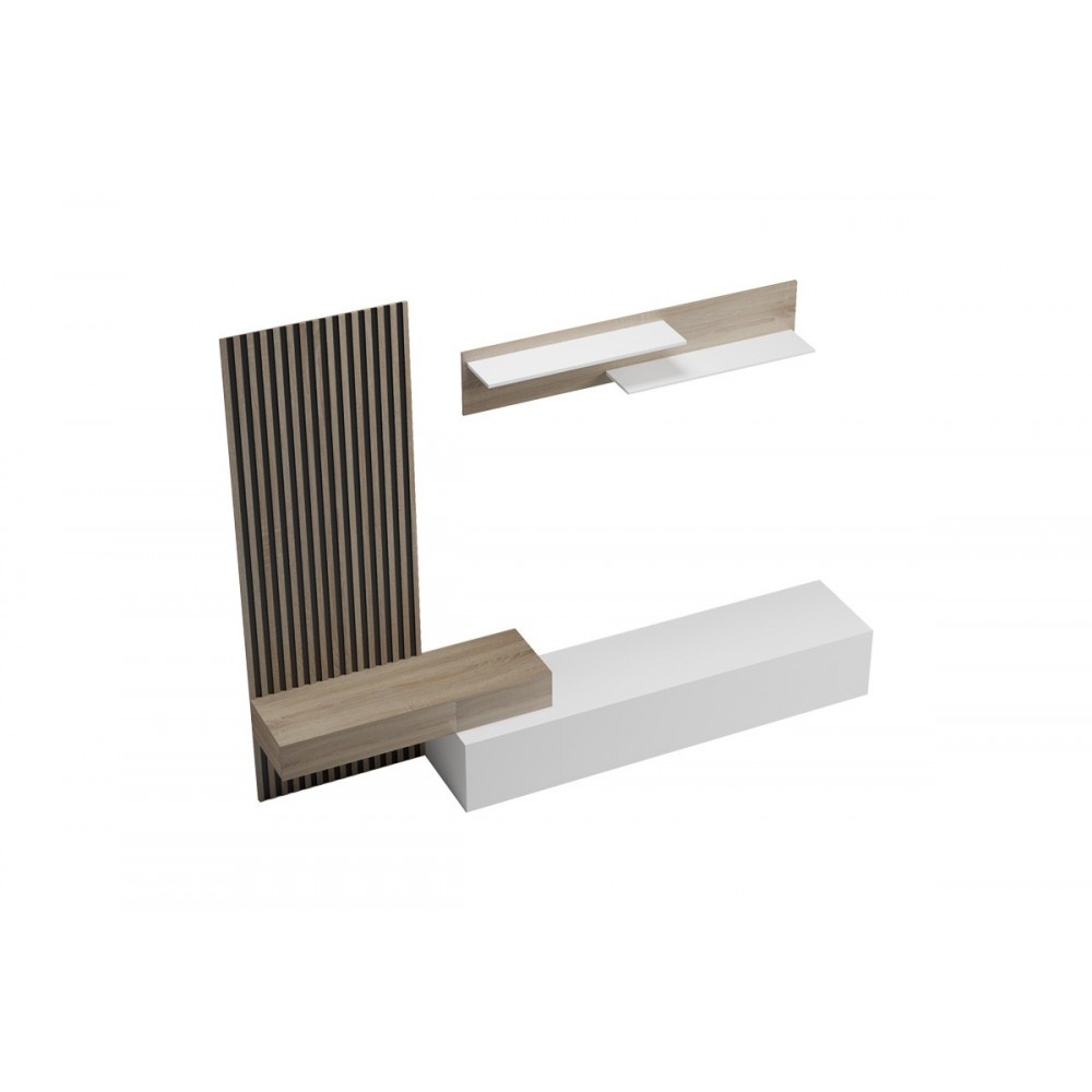 Σύνθετο σαλονιού "LITENDE" σε χρώμα λευκό/σονόμα 249.4x42.2x199.5