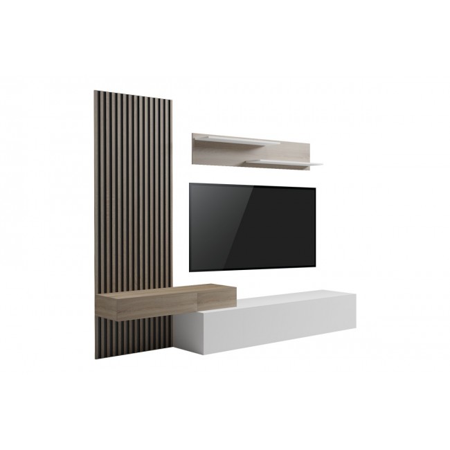 Σύνθετο σαλονιού "LITENDE" σε χρώμα λευκό/σονόμα 249.4x42.2x199.5