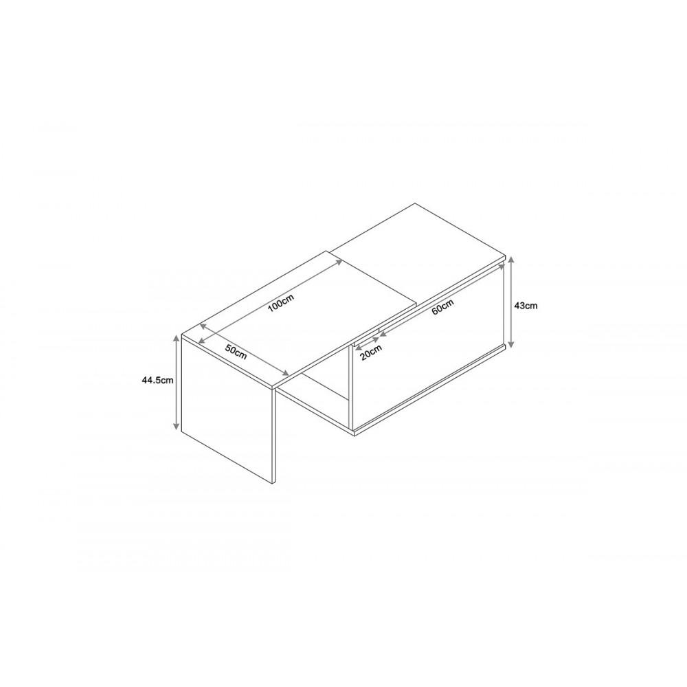Τραπέζι σαλονιού "EXTERA" επεκτεινόμενο σε χρώμα λευκό/σονόμα 100-160x50x45