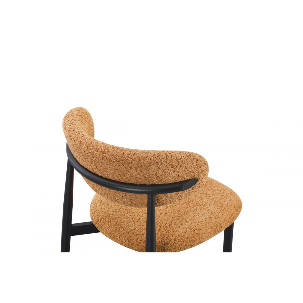 Καρέκλα "FOLEGIO" από μπουκλέ ύφασμα/μέταλλο σε χρώμα camel/μαύρο 59x50x75