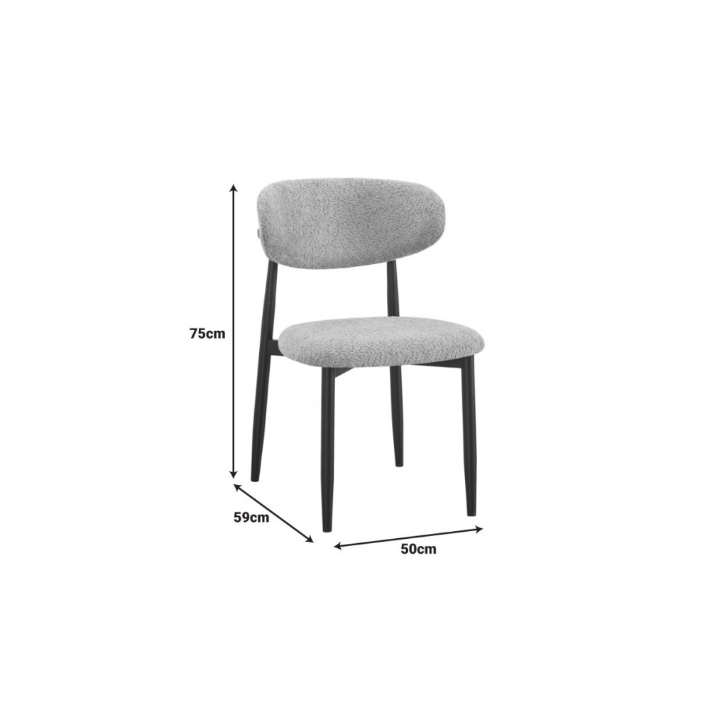 Καρέκλα "FOLEGIO" από μπουκλέ ύφασμα/μέταλλο σε χρώμα camel/μαύρο 59x50x75