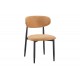 Καρέκλα "FOLEGIO" από μπουκλέ ύφασμα/μέταλλο σε χρώμα camel/μαύρο 59x50x75