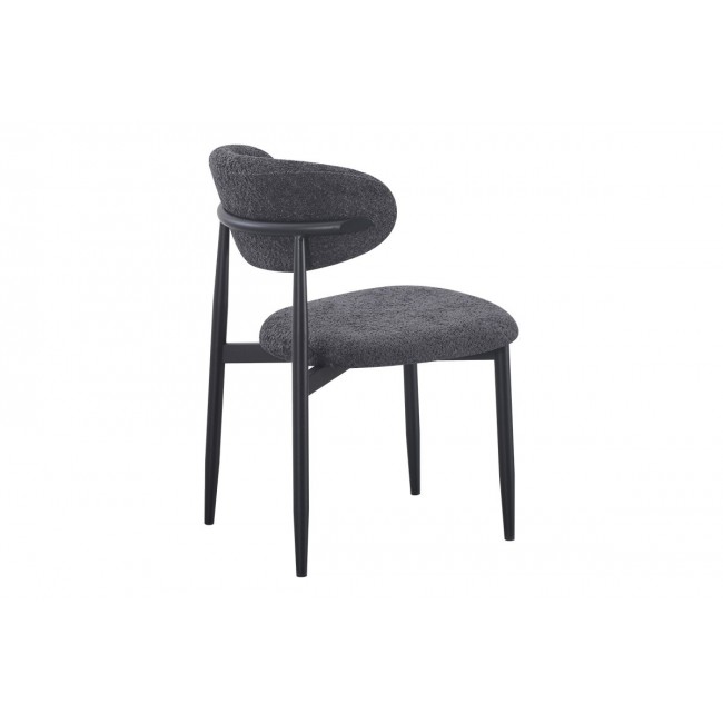 Καρέκλα "FOLEGIO" από μπουκλέ ύφασμα/μέταλλο σε χρώμα ανθρακί/μαύρο 59x50x75