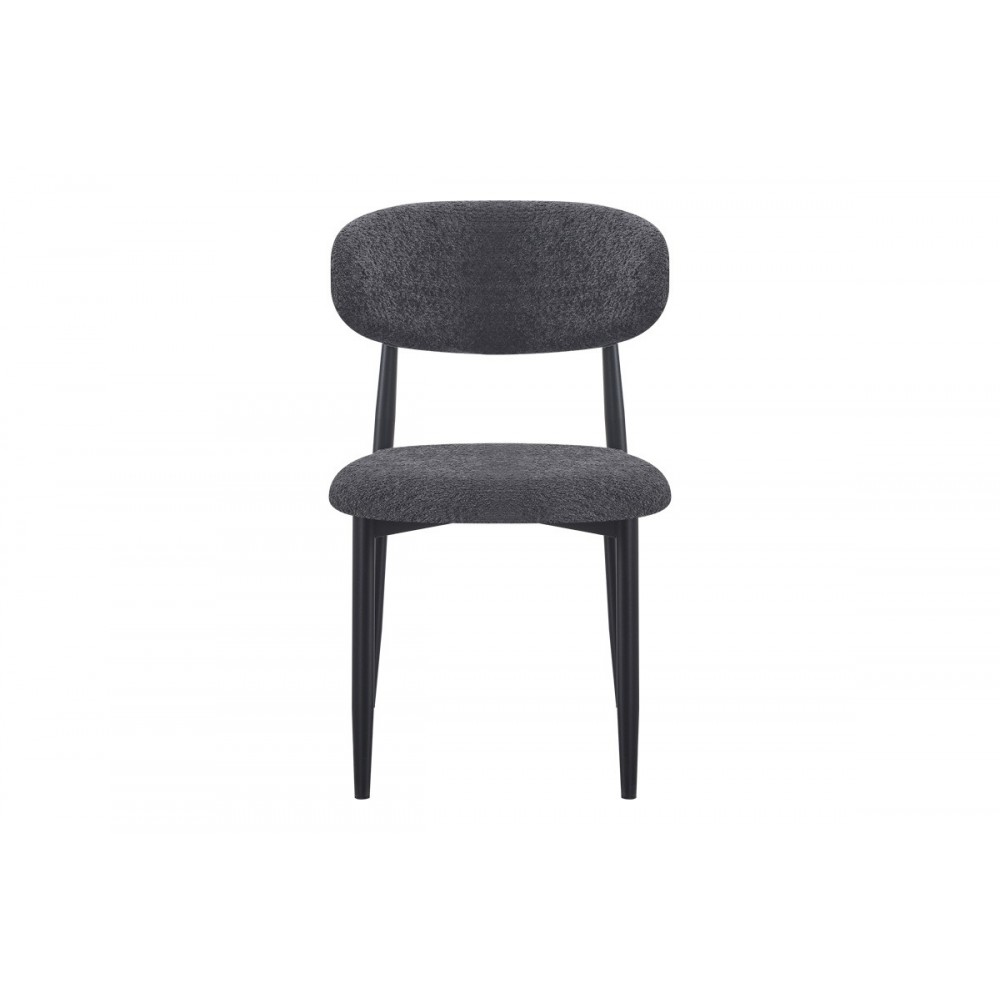 Καρέκλα "FOLEGIO" από μπουκλέ ύφασμα/μέταλλο σε χρώμα ανθρακί/μαύρο 59x50x75