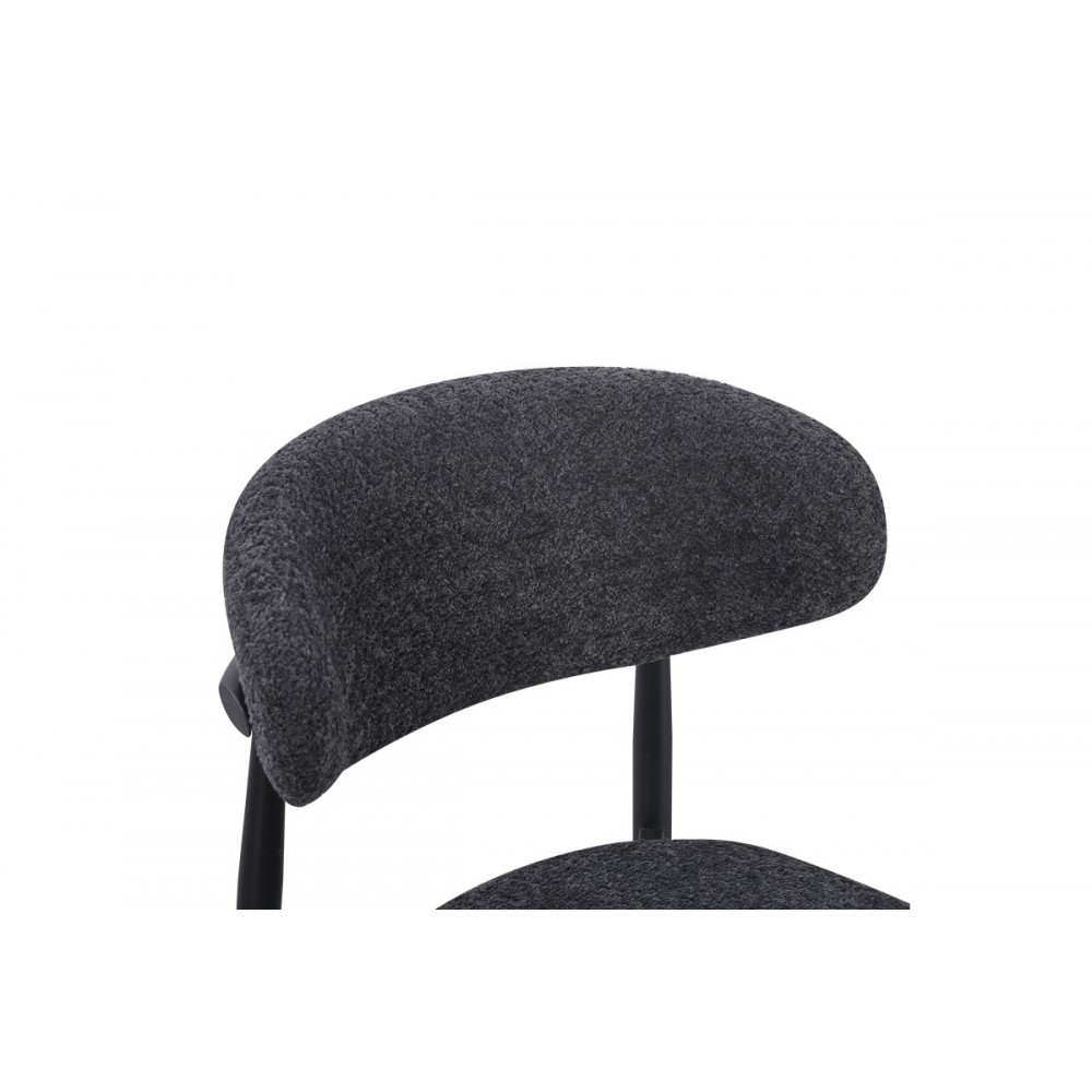 Καρέκλα "FOLEGIO" από μπουκλέ ύφασμα/μέταλλο σε χρώμα ανθρακί/μαύρο 59x50x75