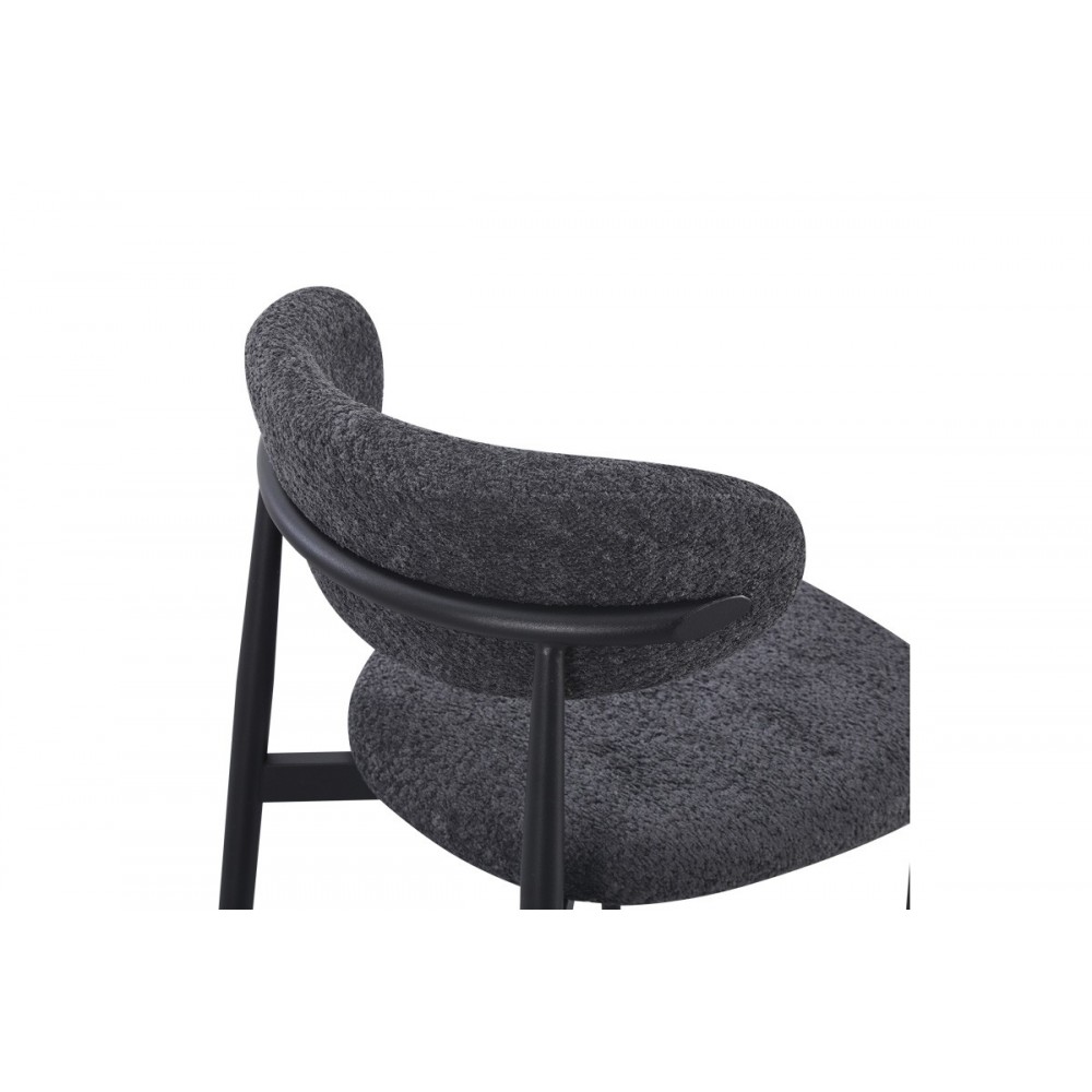 Καρέκλα "FOLEGIO" από μπουκλέ ύφασμα/μέταλλο σε χρώμα ανθρακί/μαύρο 59x50x75