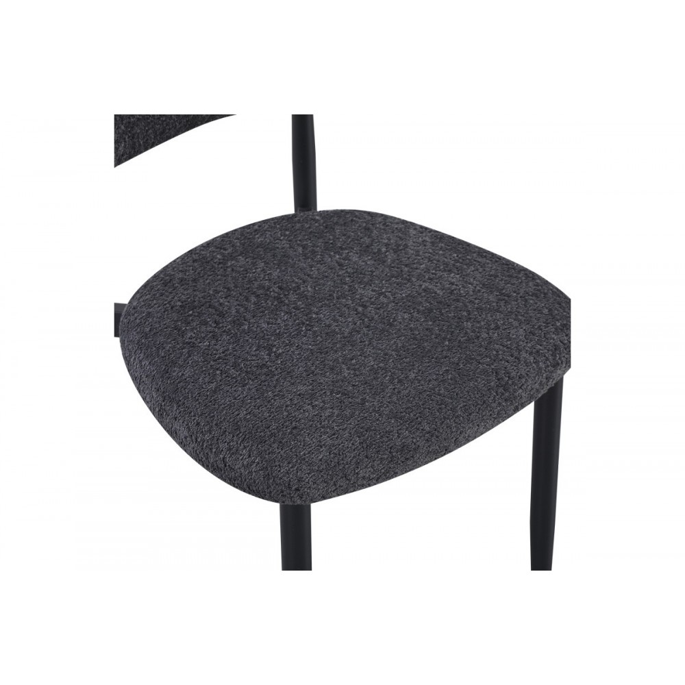 Καρέκλα "FOLEGIO" από μπουκλέ ύφασμα/μέταλλο σε χρώμα ανθρακί/μαύρο 59x50x75