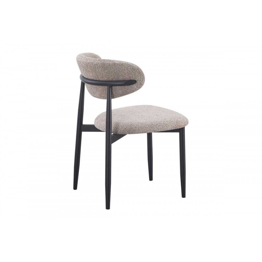 Καρέκλα "FOLEGIO" από μπουκλέ ύφασμα/μέταλλο σε χρώμα γκρι/μαύρο 59x50x75