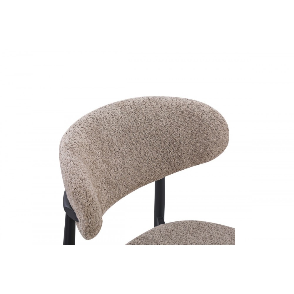 Καρέκλα "FOLEGIO" από μπουκλέ ύφασμα/μέταλλο σε χρώμα γκρι/μαύρο 59x50x75