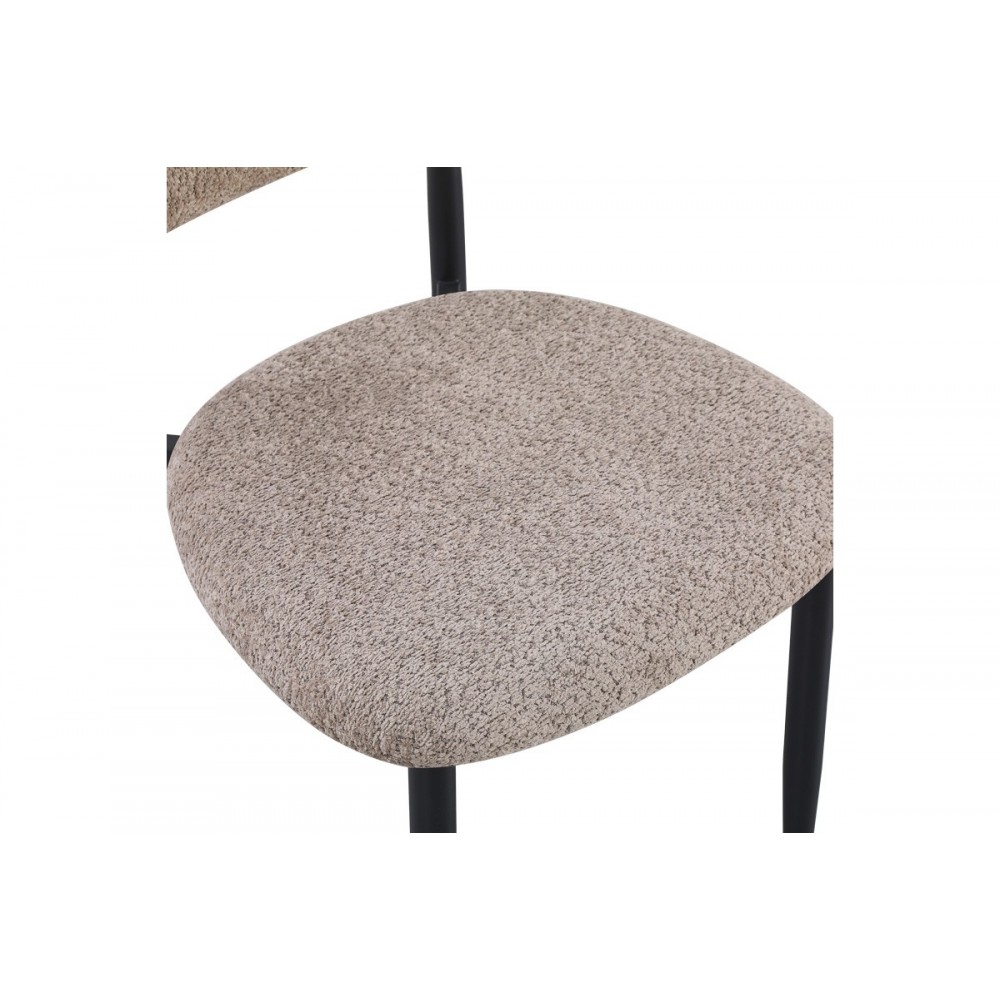 Καρέκλα "FOLEGIO" από μπουκλέ ύφασμα/μέταλλο σε χρώμα γκρι/μαύρο 59x50x75