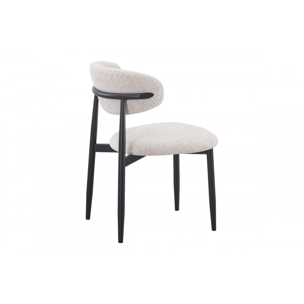 Καρέκλα "FOLEGIO" από μπουκλέ ύφασμα/μέταλλο σε χρώμα κρεμ/μαύρο 59x50x75