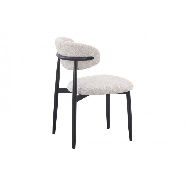 Καρέκλα "FOLEGIO" από μπουκλέ ύφασμα/μέταλλο σε χρώμα κρεμ/μαύρο 59x50x75