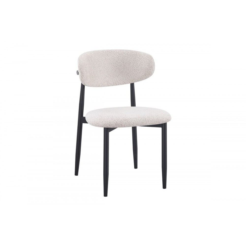 Καρέκλα "FOLEGIO" από μπουκλέ ύφασμα/μέταλλο σε χρώμα κρεμ/μαύρο 59x50x75