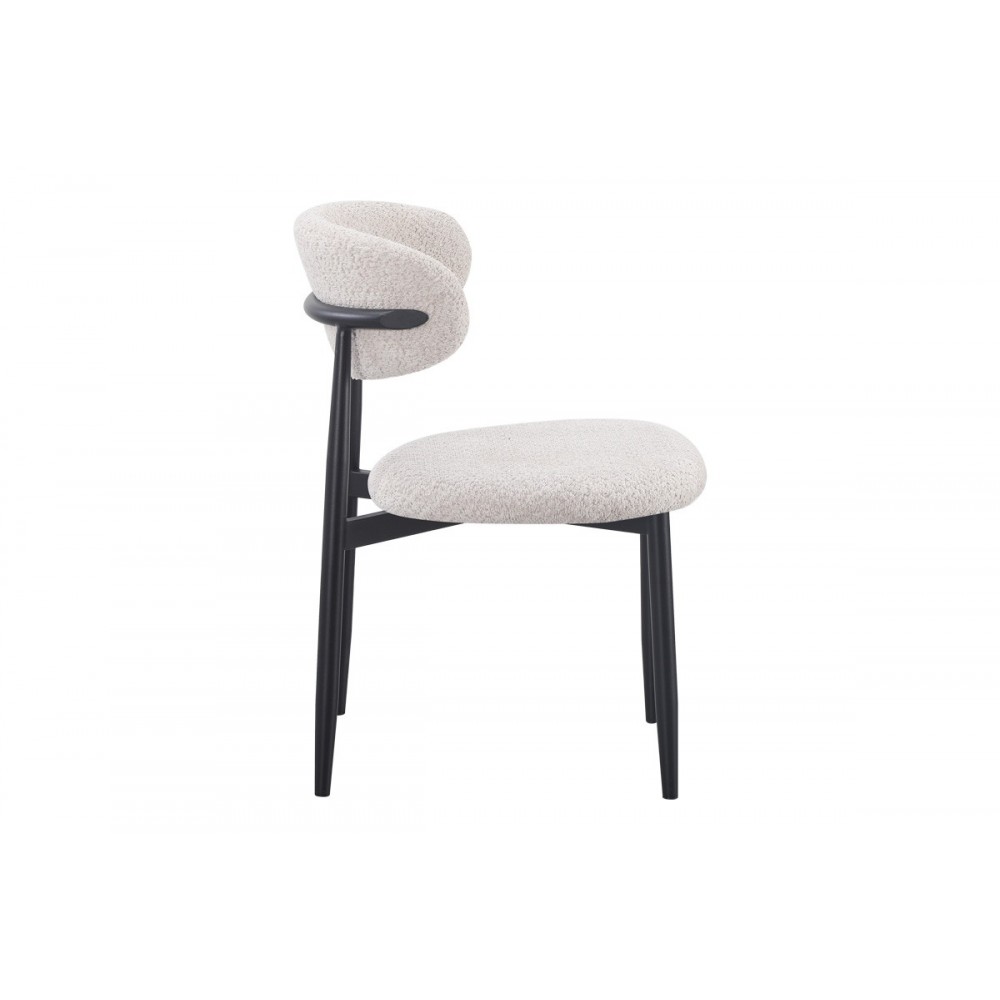 Καρέκλα "FOLEGIO" από μπουκλέ ύφασμα/μέταλλο σε χρώμα κρεμ/μαύρο 59x50x75