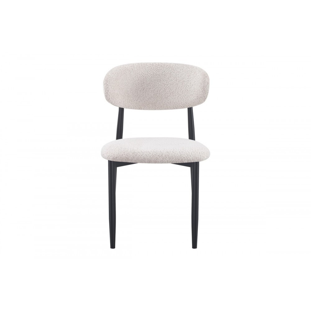 Καρέκλα "FOLEGIO" από μπουκλέ ύφασμα/μέταλλο σε χρώμα κρεμ/μαύρο 59x50x75