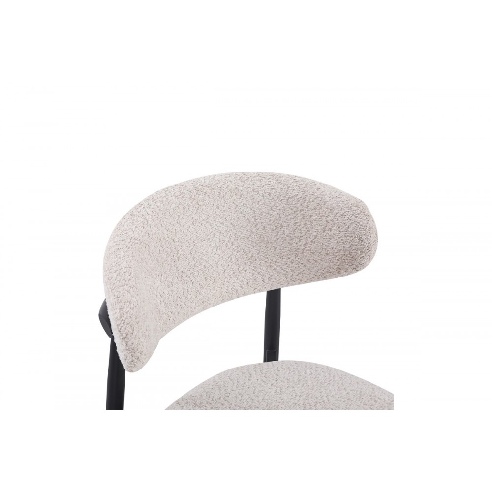 Καρέκλα "FOLEGIO" από μπουκλέ ύφασμα/μέταλλο σε χρώμα κρεμ/μαύρο 59x50x75