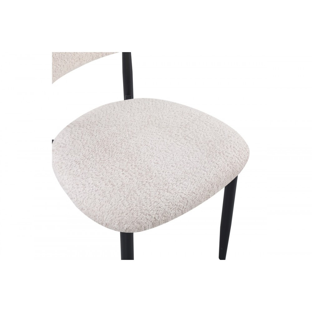 Καρέκλα "FOLEGIO" από μπουκλέ ύφασμα/μέταλλο σε χρώμα κρεμ/μαύρο 59x50x75