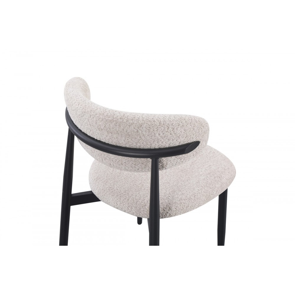 Καρέκλα "FOLEGIO" από μπουκλέ ύφασμα/μέταλλο σε χρώμα κρεμ/μαύρο 59x50x75