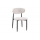 Καρέκλα "FOLEGIO" από μπουκλέ ύφασμα/μέταλλο σε χρώμα κρεμ/μαύρο 59x50x75