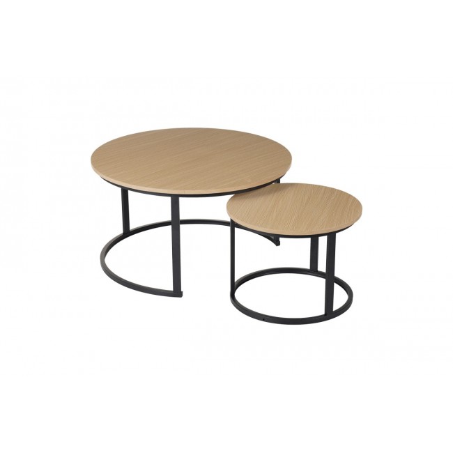 Τραπέζια σαλονιού "SOLME I" 2τμχ σε χρώμα oak/μαύρο Φ80x45