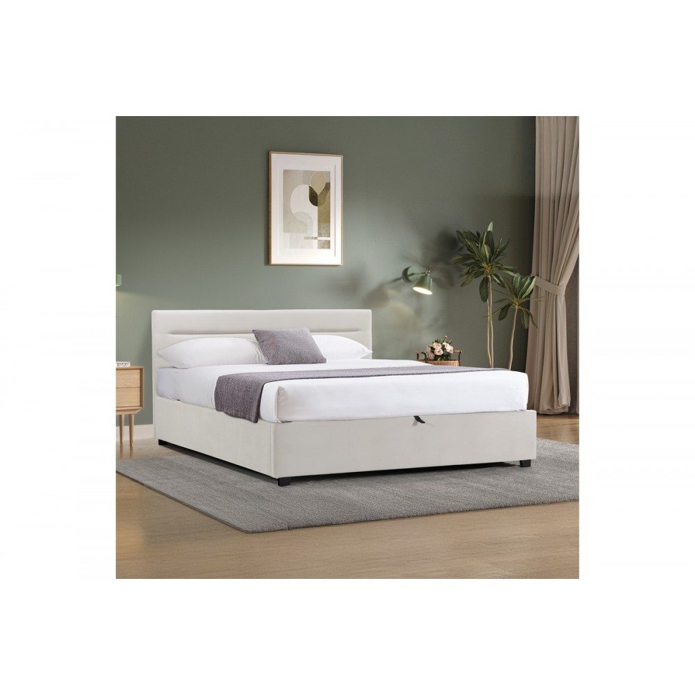 Κρεβάτι "MOLITO" από βελούδο σε χρώμα εκρού 158x214x91