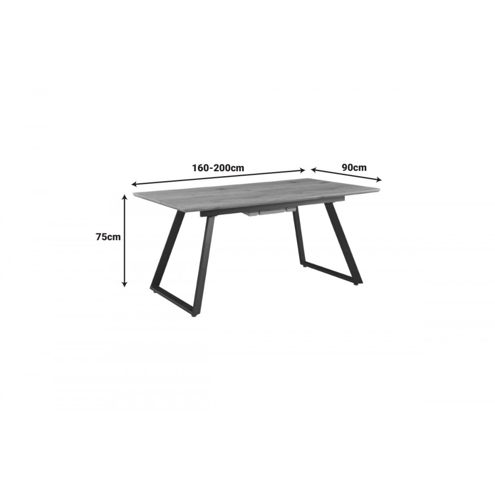 Τραπέζι επεκτεινόμενο "KANNU" σε χρώμα φυσικό/μαύρο 160-200x90x75