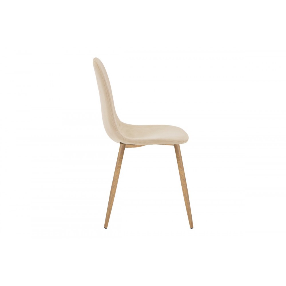 Καρέκλα "BELLA" από βελούδο/μέταλλο σε χρώμα μπεζ/μαύρο 43.5x52x89