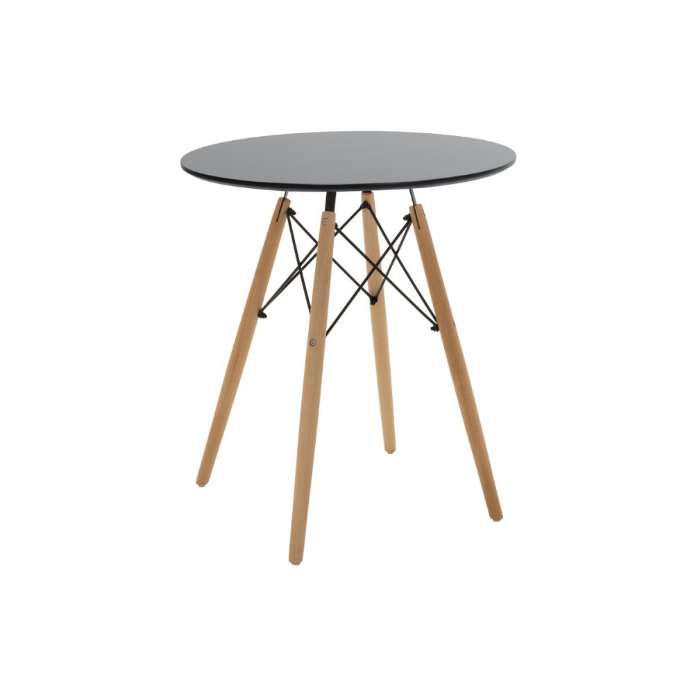 Τραπέζι "JULITA" από mdf/ξύλο σε χρώμα μαύρο/φυσικό Φ60x73