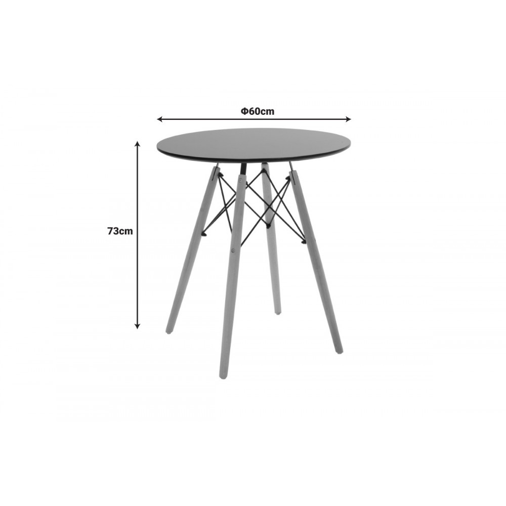 Τραπέζι "JULITA" από mdf/ξύλο σε χρώμα μαύρο/φυσικό Φ60x73