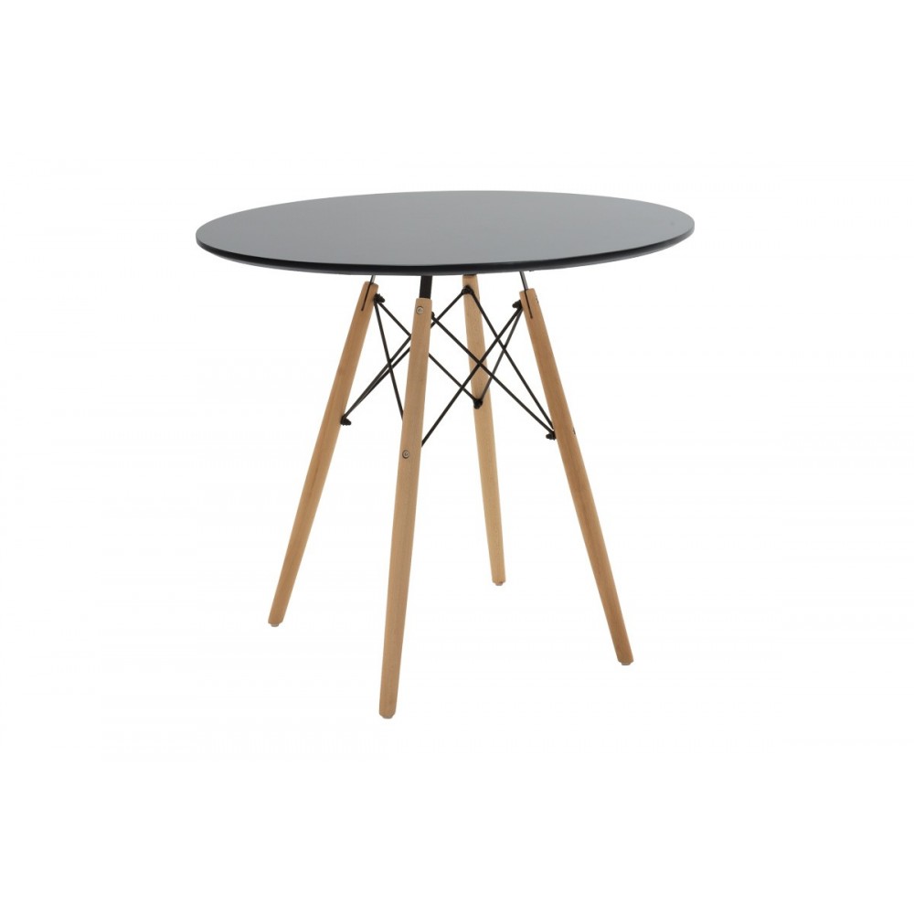 Τραπέζι "JULITA" από mdf/ξύλο σε χρώμα μαύρο/φυσικό Φ80x73