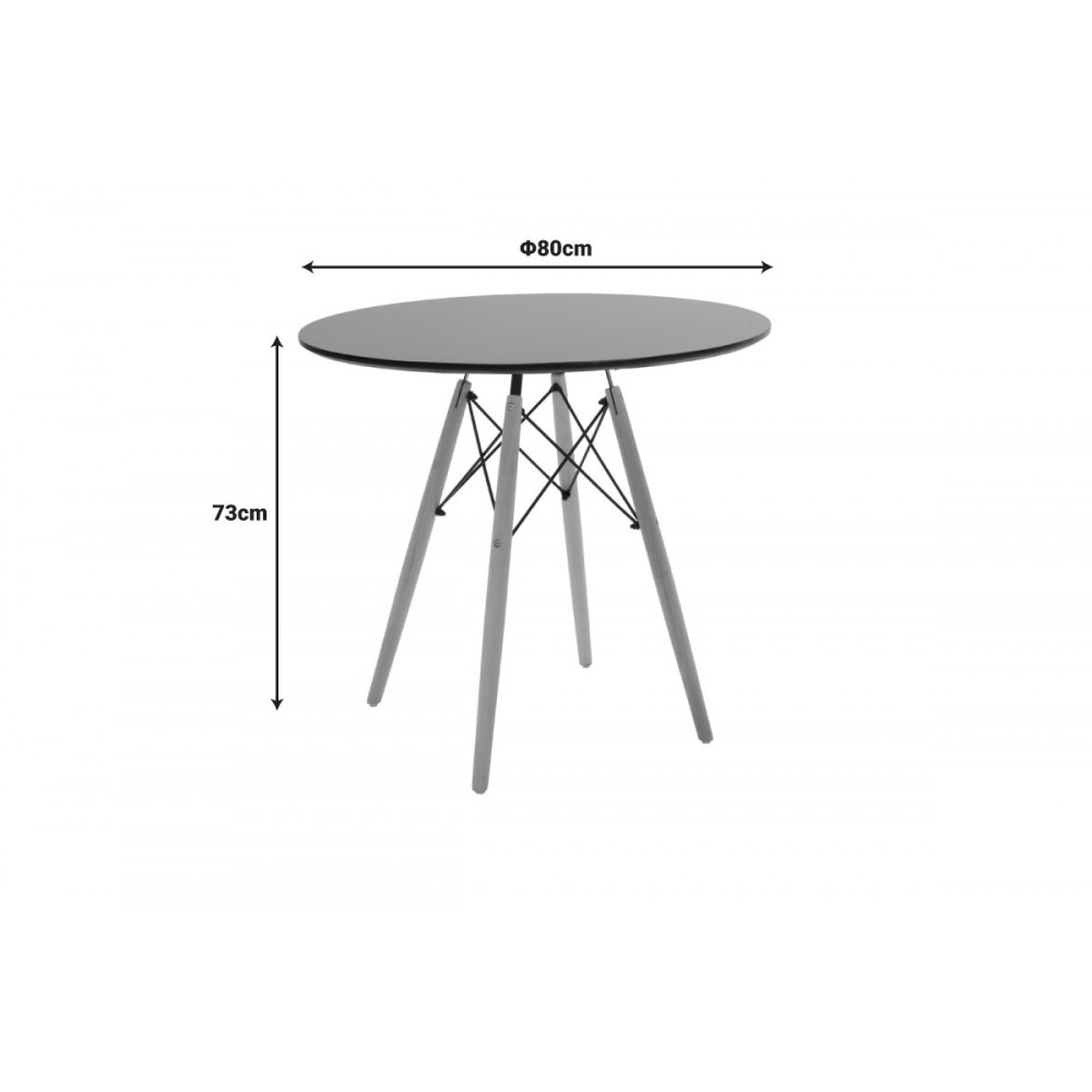 Τραπέζι "JULITA" από mdf/ξύλο σε χρώμα μαύρο/φυσικό Φ80x73