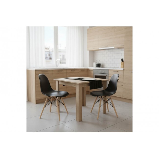 Τραπεζαρία 3τμχ "MANKA I-JULITA" σε χρώμα σονόμα/μαύρο 80x80x77