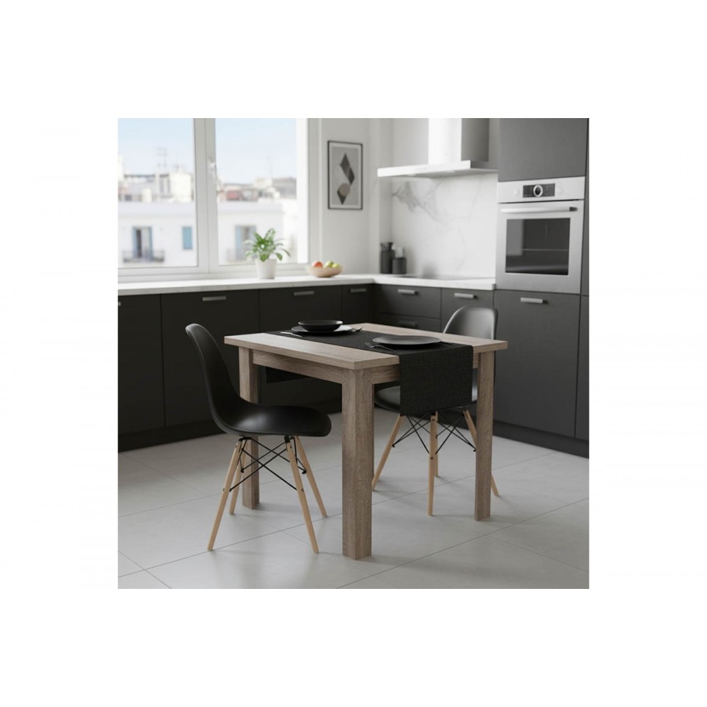 Τραπεζαρία 3τμχ "MANKA I-JULITA" σε χρώμα σονόμα truffle/μαύρο 80x80x77