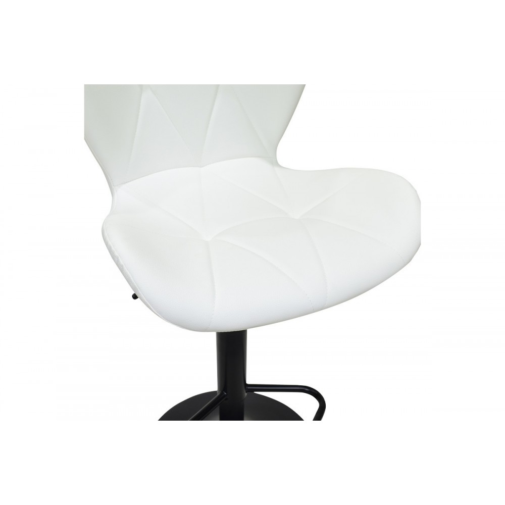 Σκαμπό μπαρ "COOZY" από μέταλλο/pu σε χρώμα μαύρο ματ/λευκό 46x47x90-112