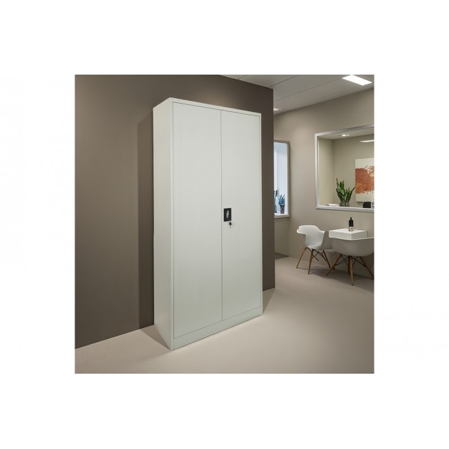 Ντουλάπα "ZOGI" με χώρισμα από μέταλλο σε χρώμα ανοιχτό γκρι 90x45x180