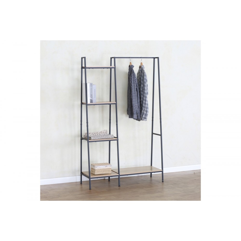 Έπιπλο εισόδου-ραφιέρα "HEREVY" σε χρώμα oak/μαύρο 101x35x160