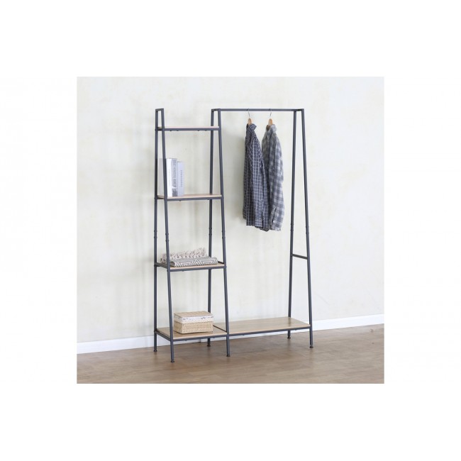 Έπιπλο εισόδου-ραφιέρα "HEREVY" σε χρώμα oak/μαύρο 101x35x160