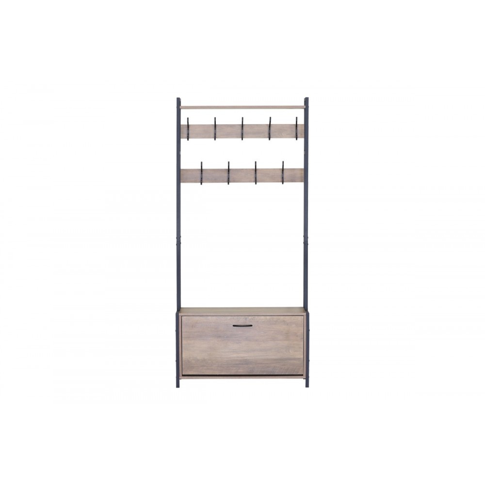 Έπιπλο εισόδου "VENTORIA" σε χρώμα oak/μαύρο 84x30x182