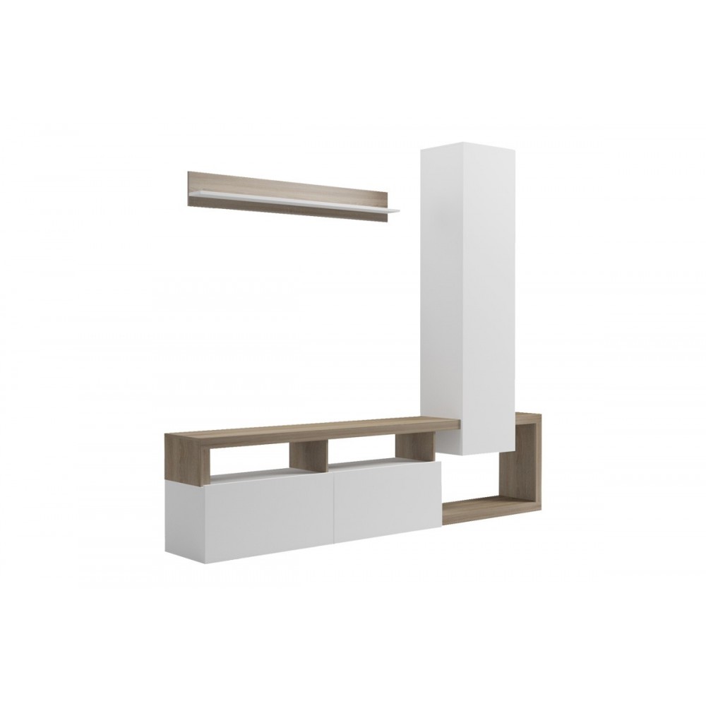 Σύνθετο σαλονιού "LEGANTO" σε χρώμα σονόμα/λευκό 220.5x35x197.5