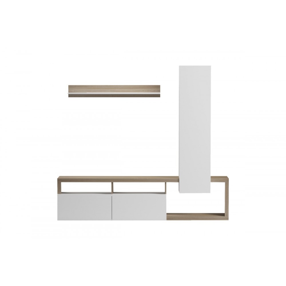 Σύνθετο σαλονιού "LEGANTO" σε χρώμα σονόμα/λευκό 220.5x35x197.5