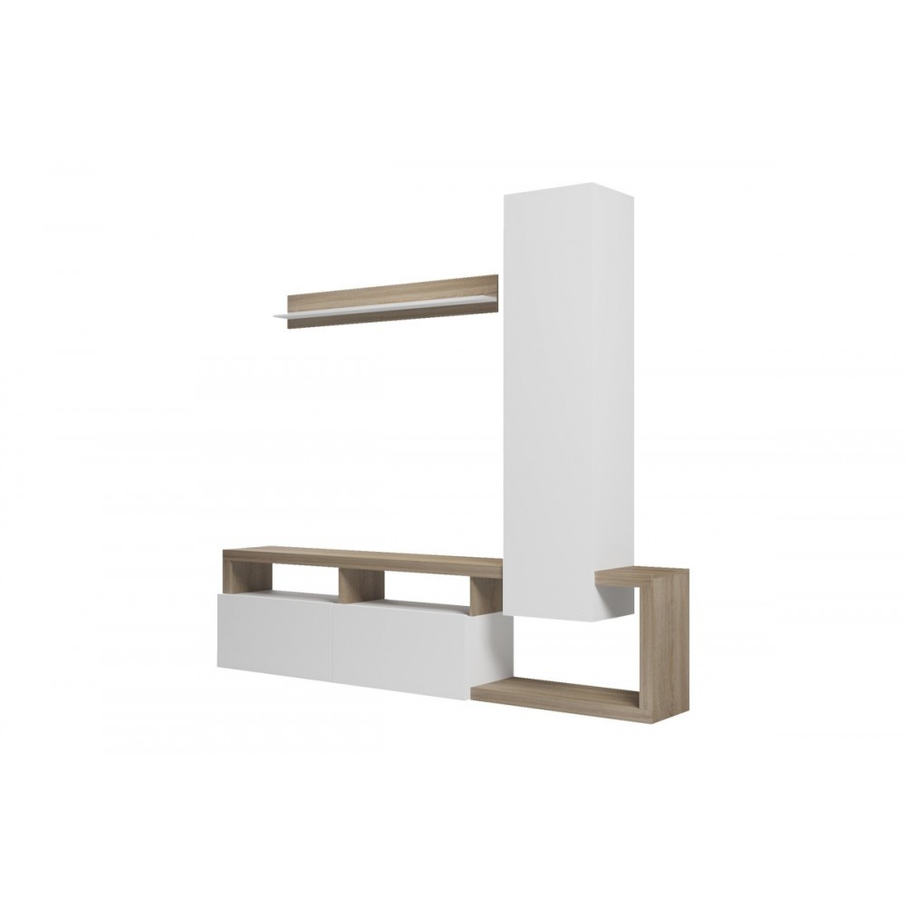 Σύνθετο σαλονιού "LEGANTO" σε χρώμα σονόμα/λευκό 220.5x35x197.5