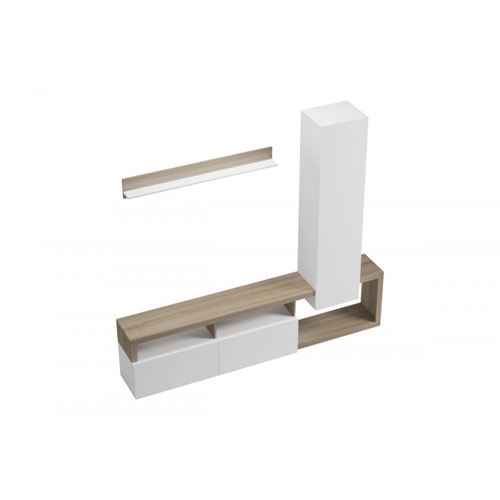 Σύνθετο σαλονιού "LEGANTO" σε χρώμα σονόμα/λευκό 220.5x35x197.5