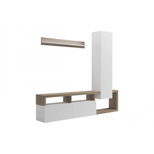 Σύνθετο σαλονιού "LEGANTO" σε χρώμα σονόμα/λευκό 220.5x35x197.5