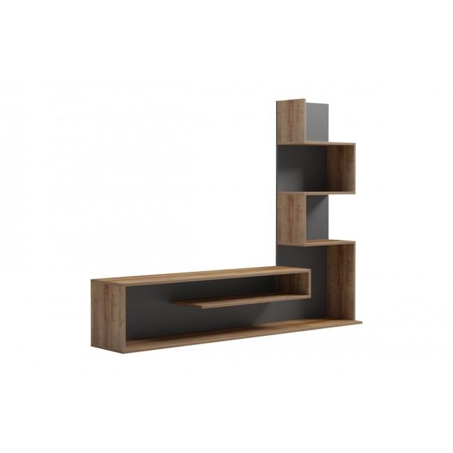 Έπιπλο τηλεόρασης "CAZENDA" σε χρώμα oak/ανθρακί 160x29x126